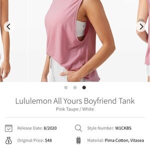 Lululemon All Yours Boyfriend Tank
Pink Taupe /
